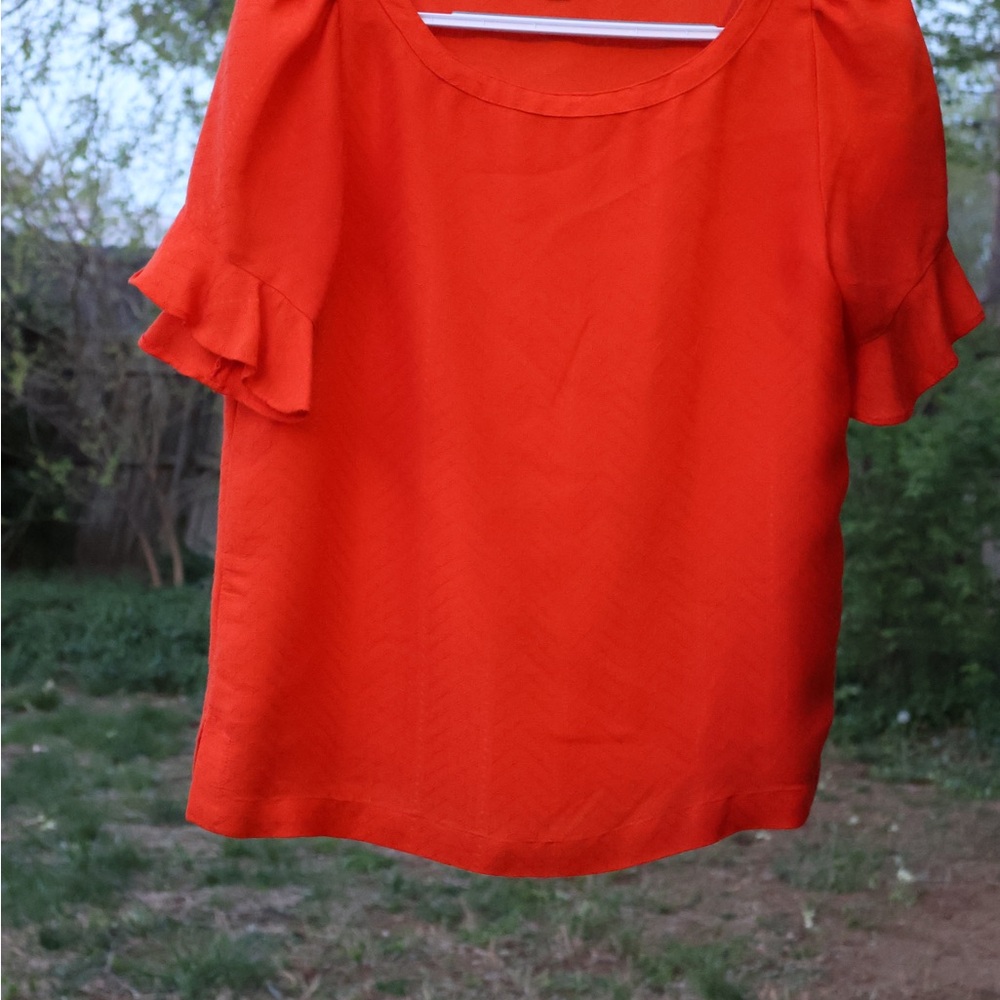 Women's Orange Ruffle Sleeve Top